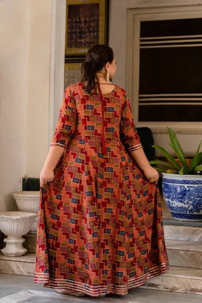 Plus size Anarkali Maroon Traditional Kurti for women