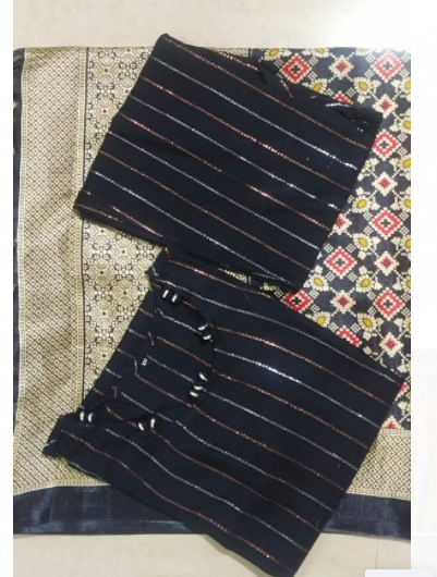Black Khaadi Silk Straight Salwar Suit with Dupatta