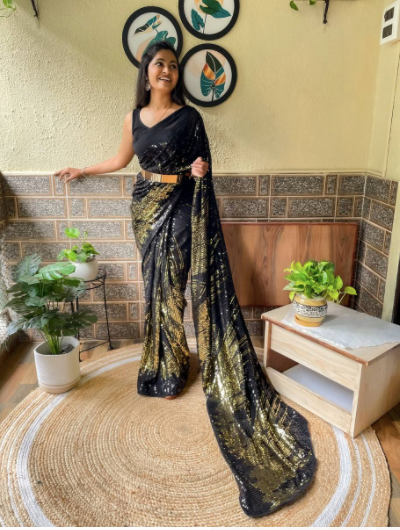 Black Gold Sequence 1 Min Ready to Wear Saree