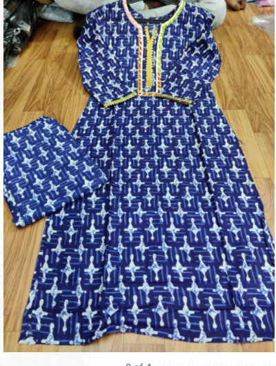 Indigo Blue Women Cotton Kurti Pant Set