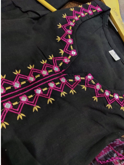 Black Mirrorwork Embroidery Salwar Suit Dupatta Set