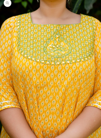 Anarkali Plus Size Yellow Kurti Dupatta Set of 2