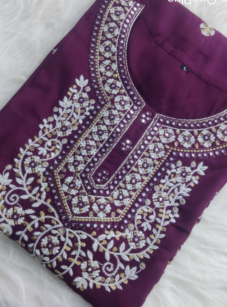 Magenta Embroidery Salwar Suit Dupatta Set of 3