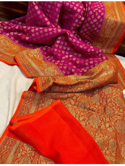 Butti Red Zari Kanchipuram Silk Wedding Saree