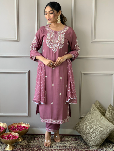 plum cotton salwar suit for women 