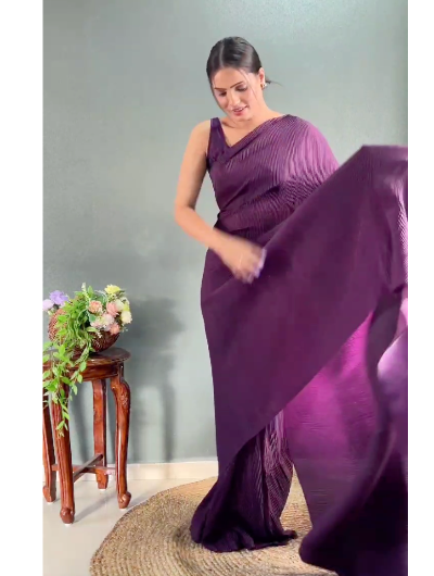 One Minute Saree Purple Ready to Wear Sari