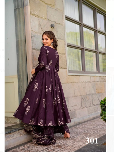 Ethnic Plus Size Anarkali Cotton Salwar Suit Set of 3