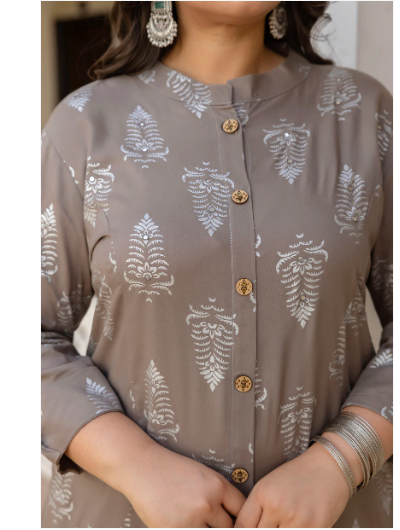 Plus size Beige Pure Cotton Kurti 