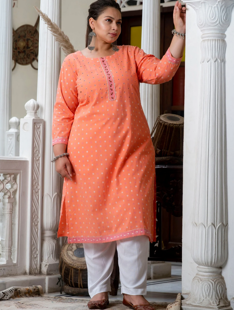 Plus Size Carrot Pure Cotton Straight Kurti 