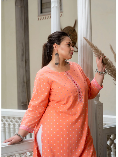 Plus Size Carrot Pure Cotton Straight Kurti 