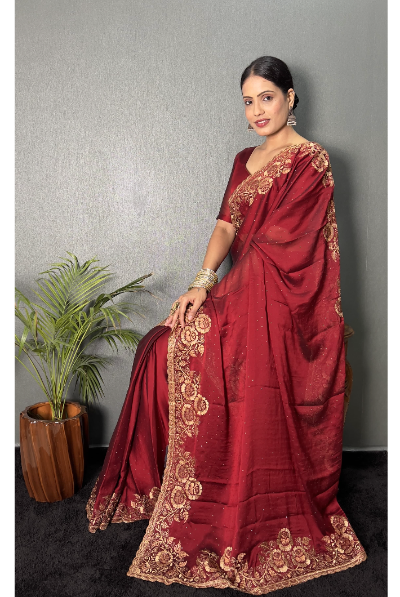 Trendy 1 Min Wedding Stitched Readymade Saree 