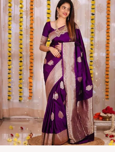 Wedding Wine Soft Silk Jacquard Saree