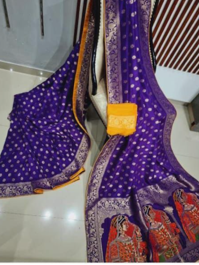 Purple Yellow Soft Silk Saree UK Next Day