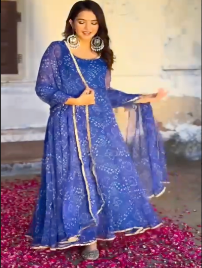 Blue Bandhani Salwar Suit with Dupatta