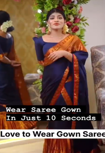 10 Second Saree Ethnic Gown Stitched with Pallu