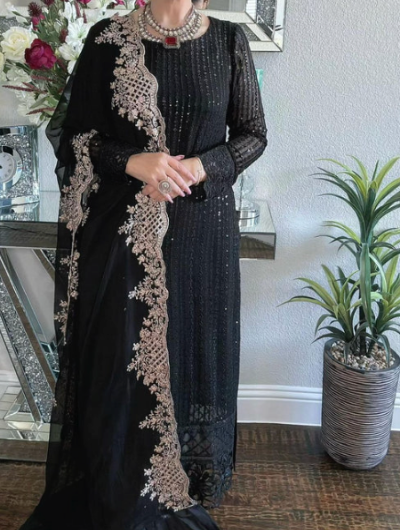BLACK SALWAR SUIT INDIAN DRESS PAKISTANI SUITS