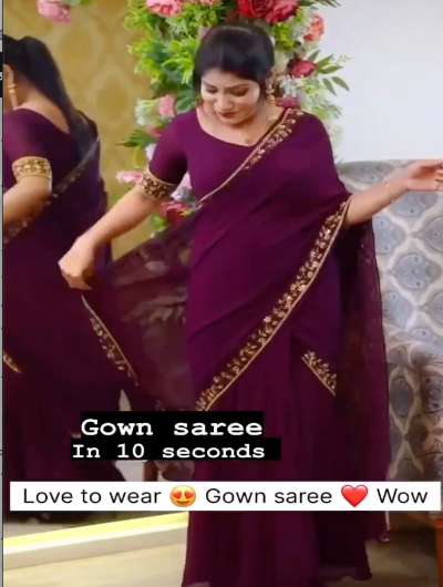 10 Second Saree Gown Stitched