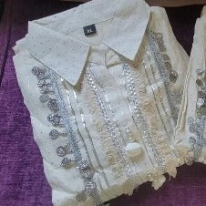 Off White  Embroidery Cord Set Women Kurti Set