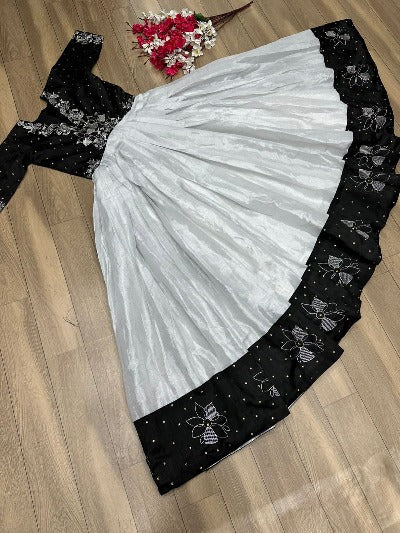 Designer Grey Black Gown Maxi dress