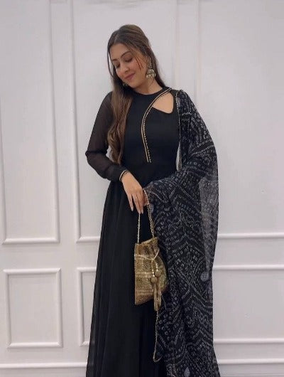 Black Georgette Anarkali  Readymade Salwar Suit