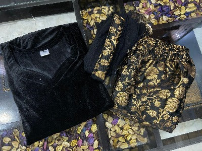 Black Velvet Lawn Benerasi Brocade Suit