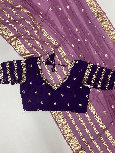 Georgette Zari Saree with Free Ready to Wear Blouse