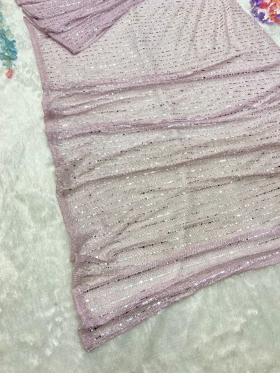 Lilac Ready to wear Saree Stitched Readymade Sari