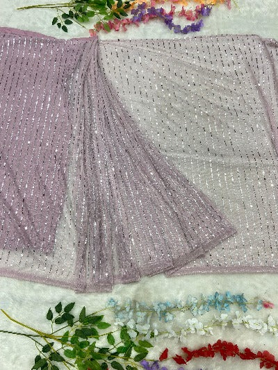 Lilac Ready to wear Saree Stitched Readymade Sari