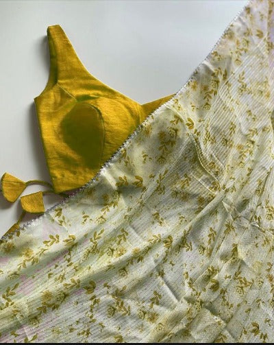 Goergette Saree with Readymade Stitched Blouse