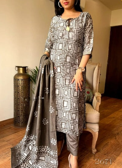 Cotton Block Print Salwar Suit Set