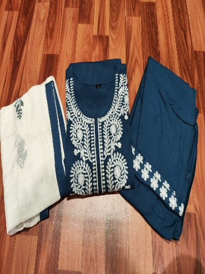 Full Threadwork Embroidered Salwar Suit Set Upto Plus Size