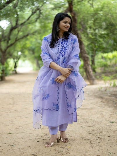 Handloom South Cotton Lavender Salwar Kameez Suit