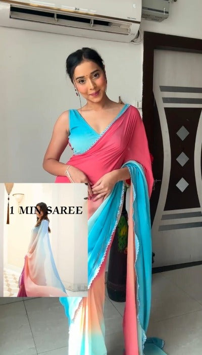 Designer Alia Multi-Color Georgette Saree