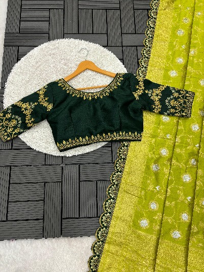 Soft Silk Meenakari Saree with Stitched Readymade Blouse