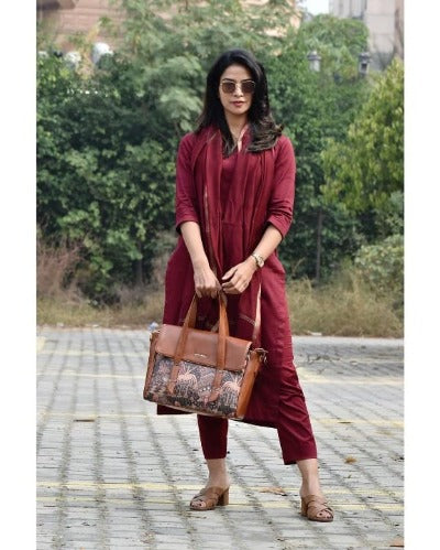 Maroon Cotton Salwar Suit With Kota Doriya Dupatta