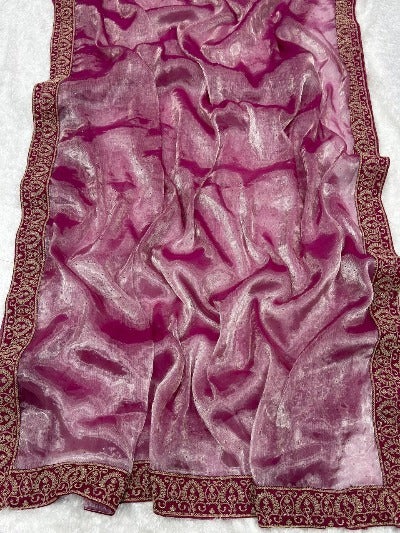 Heavy Tissue Silk Saree With Lace Border