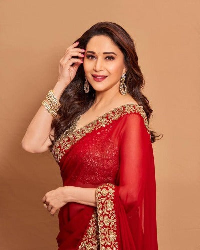 Red Bollywood Inspired Georgette Designer Saree