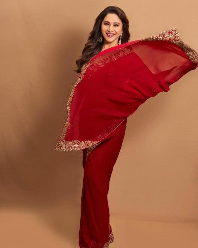 Red Bollywood Inspired Georgette Designer Saree