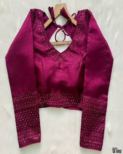 Milan Silk Full Sleeves Readymade Saree Blouse