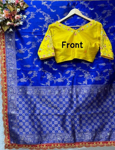 Soft Silk Meena Work Saree With Readymade Stitched Blouse