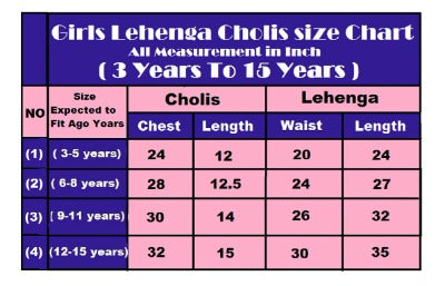 Lilac Kids Girls Lehanga Choli Set of 3