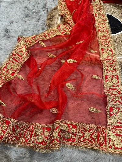 Red Refined Organza Silk Rich Designer Saree