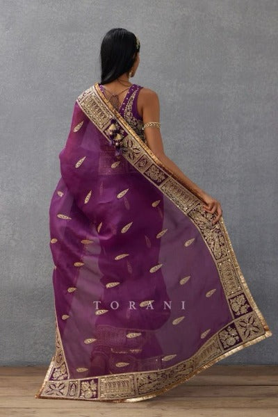 Purple Refined Organza Silk Rich Designer Saree