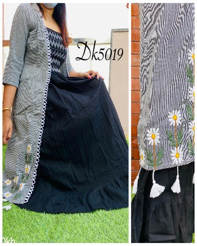 Grey & Black  2Pc Shrug Style Dress