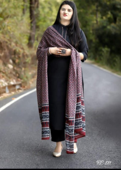 Black Khadi Cotton Salwar Suit With Malmal Dupatta