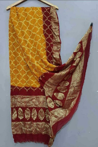Women Georgette Banarasi Handmade Bandhani Dupattas