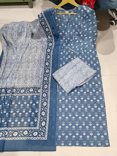 Grey Cotton Summer Collection Salwar Suit Set