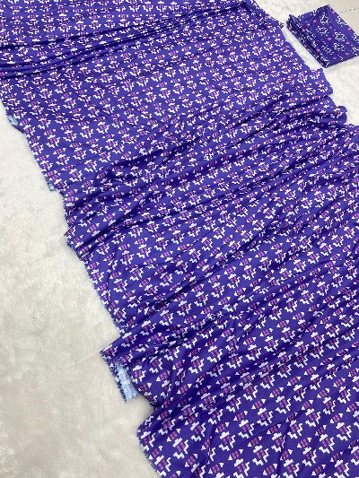 1 Min Indigo Premium Crepe Silk Digital Print Stitched Readymade Saree