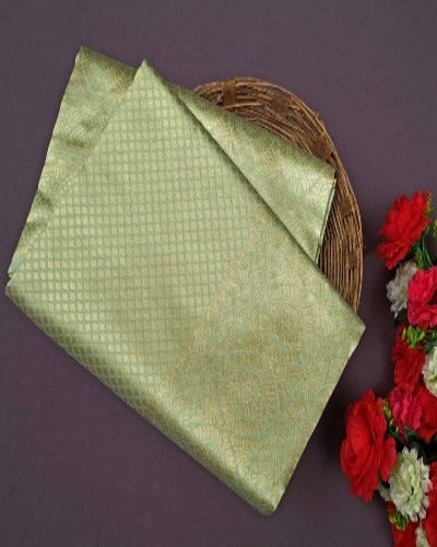 Pista Green Soft Litchi Silk Jacquard Work Saree