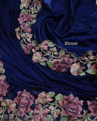 Dark Blue Soft Rangoli Silk Designer Saree